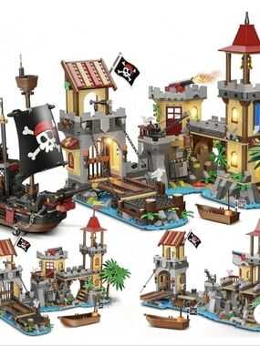 Island Storm Pirate Playset Building Kit - Black/Brown